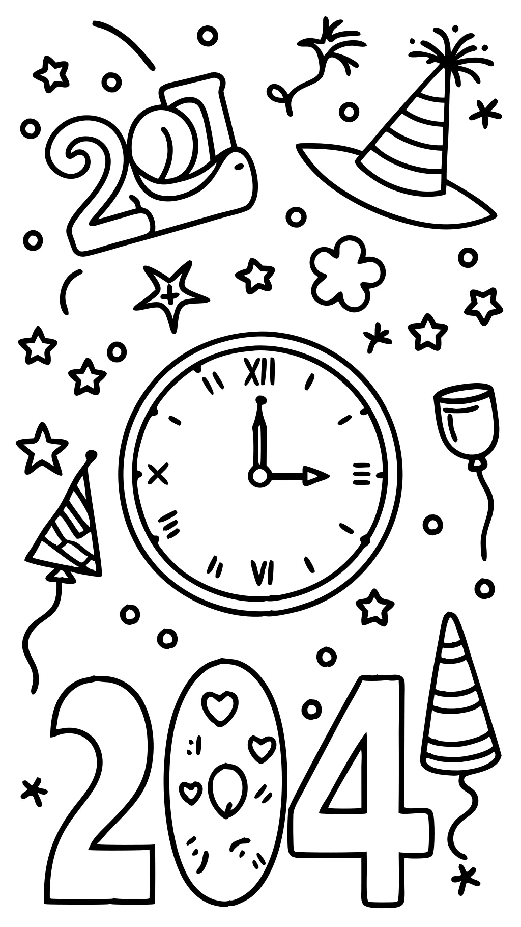 new years 2024 coloring page